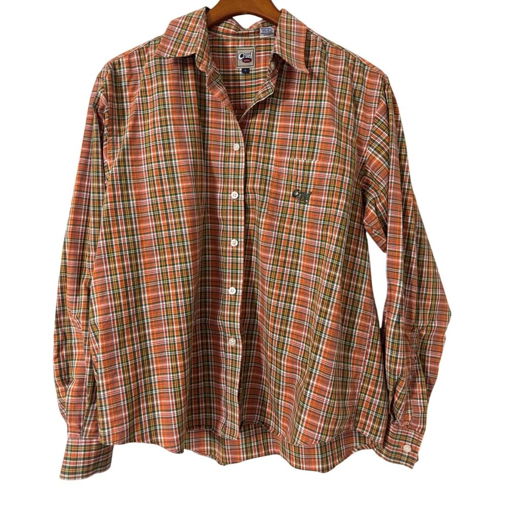 Cruel Girl Long Sleeve Orange Plaid Button Down Shirt Size Large
